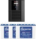 Microtek Inverter UPS JM SW 4500 +/ 36V with Microtek MTK1502424TT 150Ah/12V Inverter Battery Combo 3 nos